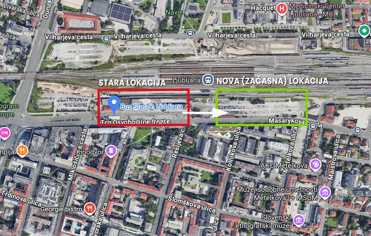 Avtobusna postaja Ljubljana se seli na začasno lokacijo