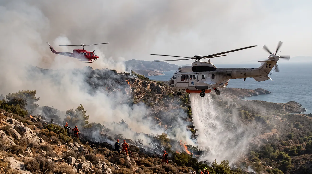 V Grčiji med gašenjem požara trčila helikopterja, dva mrtva